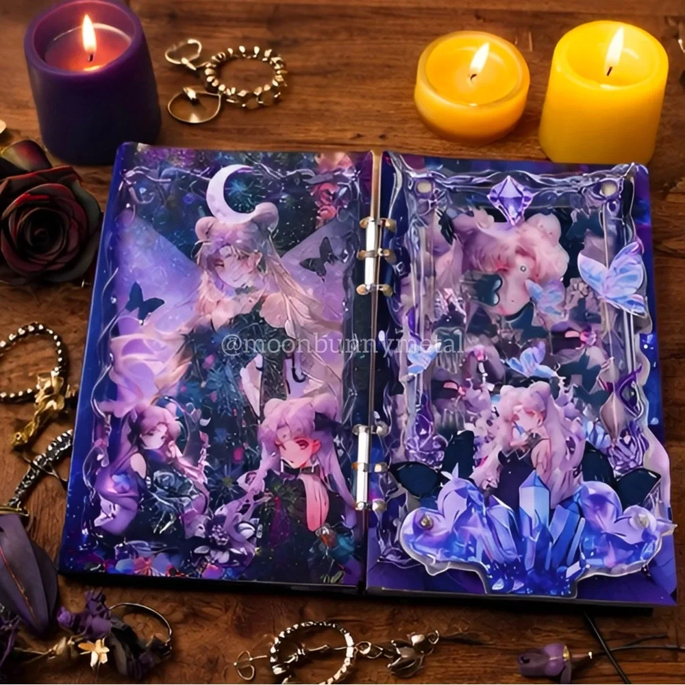 NEW DIY Acrylic Binder Notebook Journal Sailor Moon Diary A5 Shaker Holographic